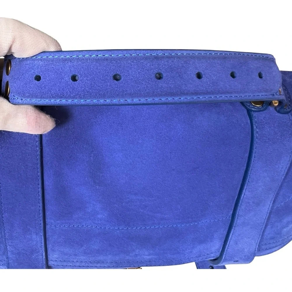 🆕🩷PROENZA SCHOULER Iconic Suede PS1 Shoulder Bag Satchel • *LARGE* • COBALT BLUE
